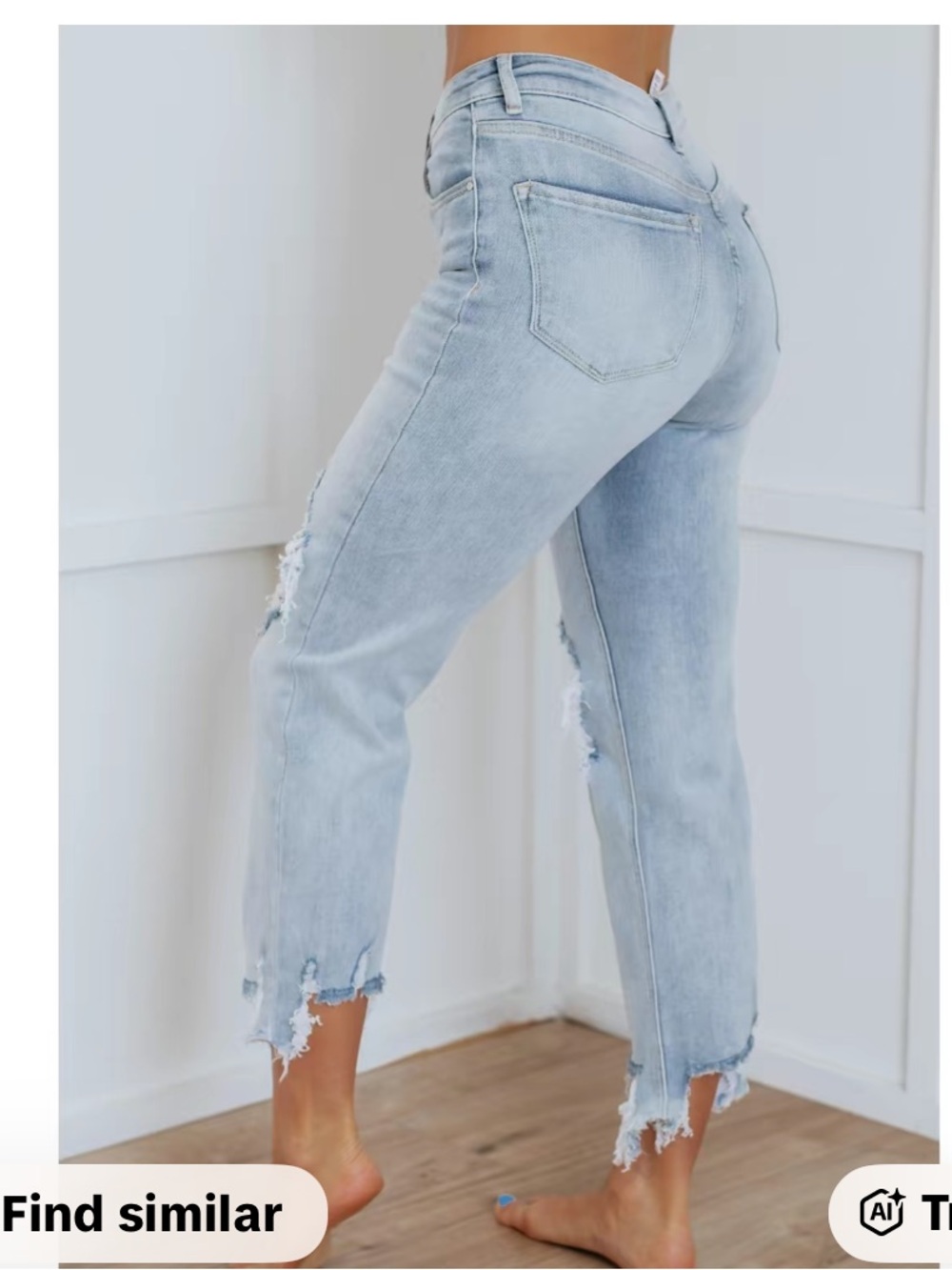 RUDY RISEN LIGHT VINTAGE HIGH WAISTED CROPPED JEANS